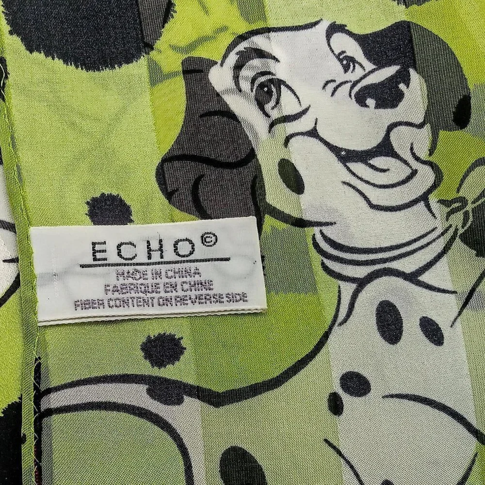 Echo 101 Dalmatians Green Oblong Silk Scarf